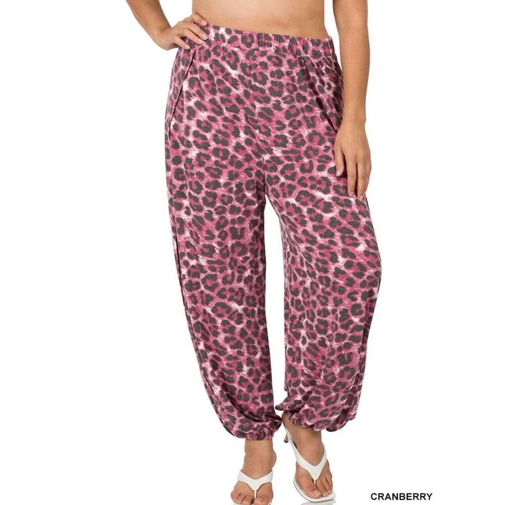 Zenana Leopard Split Leg Pants